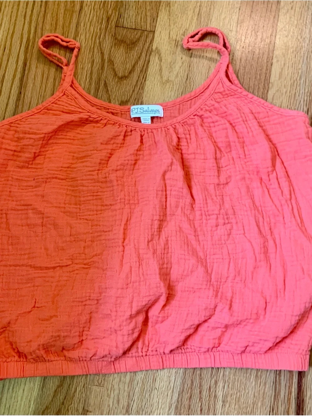 PJ Salvage Coral Pink Two-Piece Pajama Set with Leaf Print Robe
